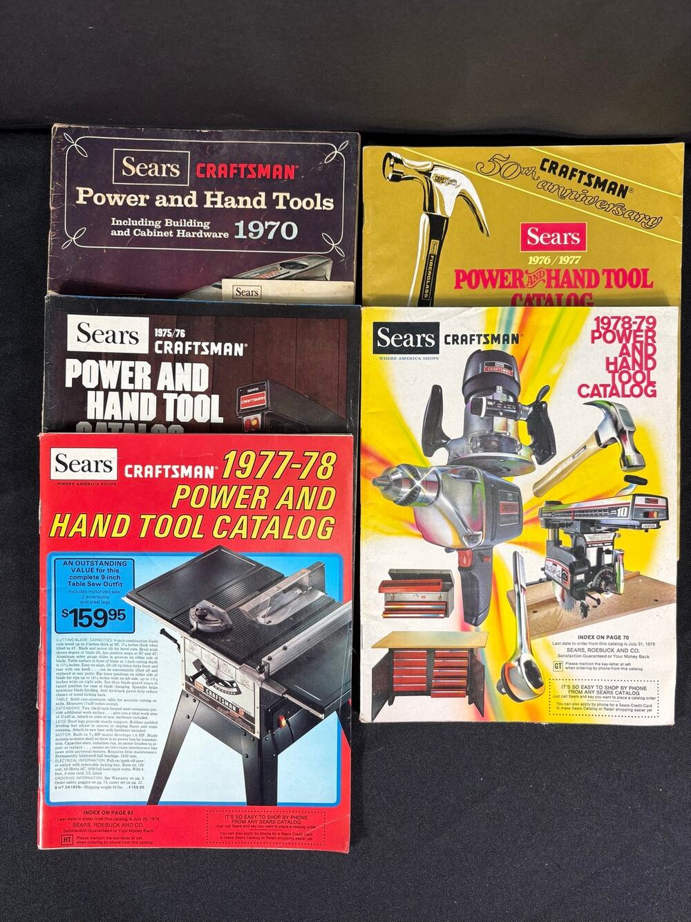 Five Vintage 70's Sears Craftsman Power & Hand Tool Catalogs 70 75 76 77 & 78